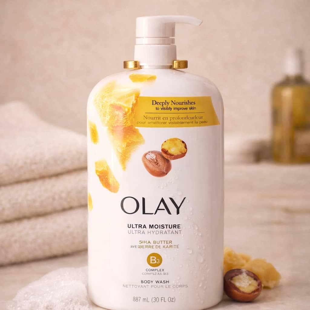 olay gel douche ultra moisture beurre de karité – nutrition intense 887 ml