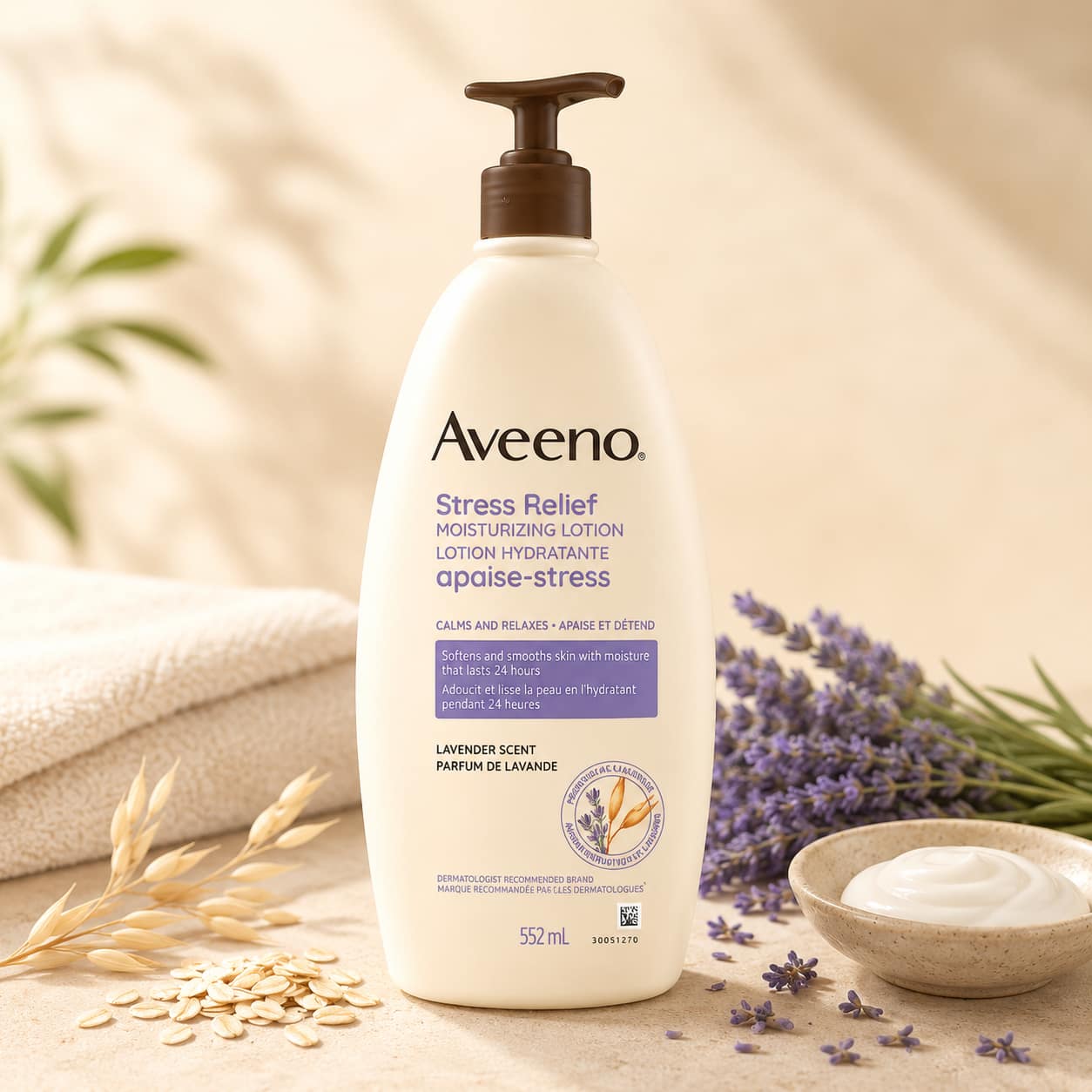 Aveeno Stress Relief — Lotion Hydratante Apaisante à la Lavande